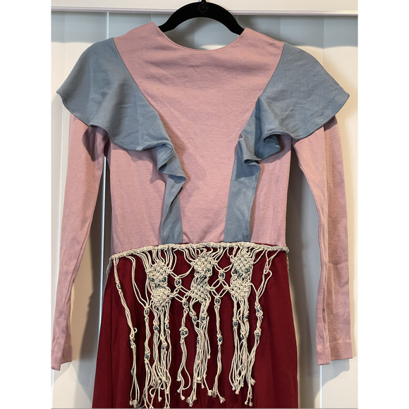 Vintage Homemade Funky Pink Red‎ Blue Ruffle Costume with Belt Boho Small - Picture 3 of 10